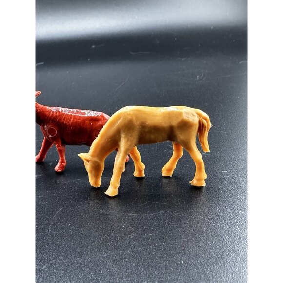 Molded Plastic 1950s Farm Animals Donkey Horse Goat Vtg Tim Mee Marx Auburn ? - Picture 2 of 10